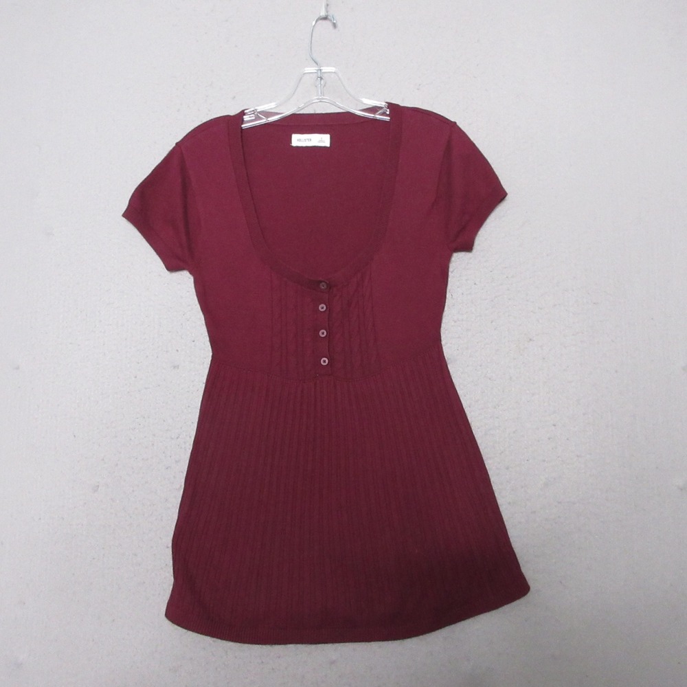Hollister Sweater Red Babydoll Cable Knit Empire Waist Y2K 90s Bella Coquette
